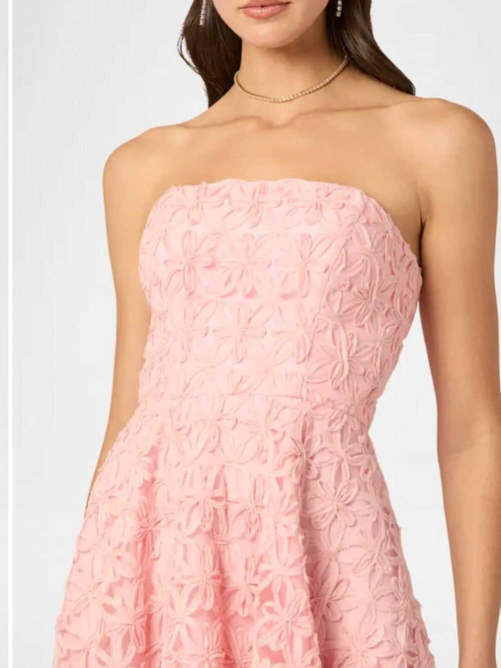 Strapless Floral Applique Maxi Dress